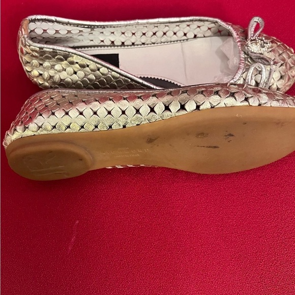 Richmond Metallic Silver Flats with Bow Detail and Textured Surface - Picture 5 of 10